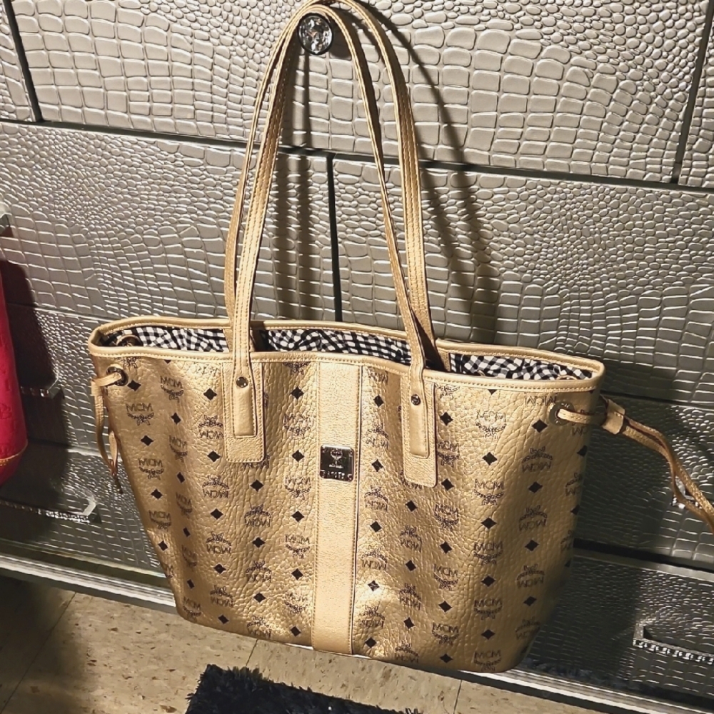 MCM Metallic Gold Tote Bag